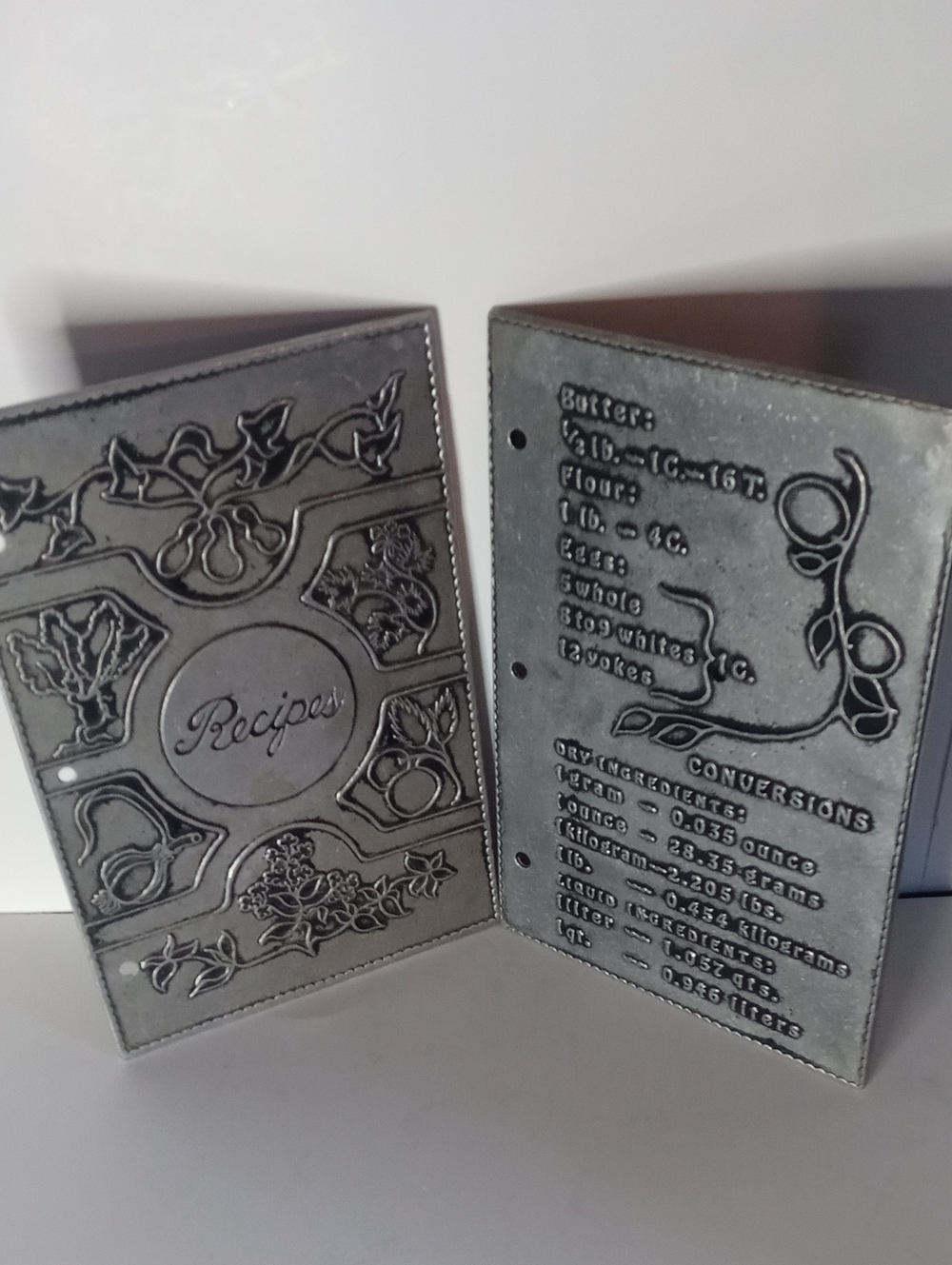 JW Wilton 1975 Pewter Recipe Book Cover Collectibles